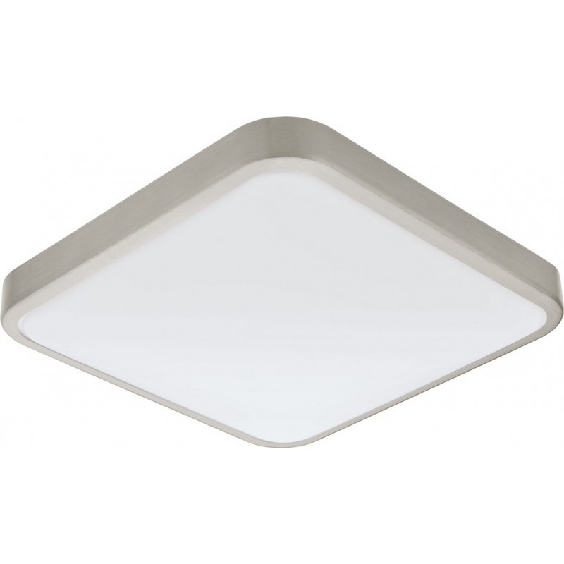 79,95 € Kostenloser Versand | Deckenlampe Eglo Manilva 1 16W 3000K Warmes Licht. 29×29 cm. Stahl und Plastik. Weiß, nickel und matt nickel Farbe