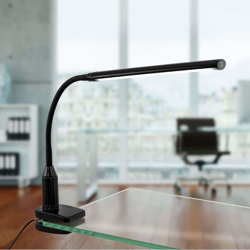 34,95 € Free Shipping | Technical lamp Eglo Laroa 4.5W 4000K Neutral light. Extended Shape 45×28 cm. Clamp lamp Office and work zone. Modern, sophisticated and design Style. Plastic. Black Color