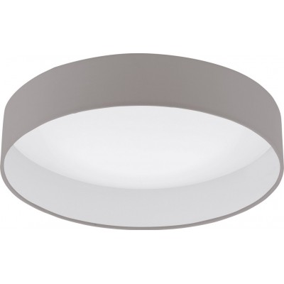94,95 € Free Shipping | Indoor ceiling light Eglo Palomaro 1 18W 3000K Warm light. Cylindrical Shape Ø 40 cm. Living room and dining room. Modern Style. Plastic and textile. White and gray Color