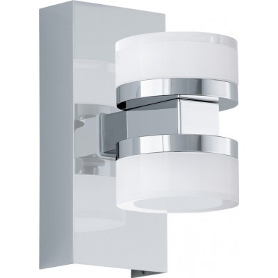 91,95 € Free Shipping | Indoor wall light Eglo Romendo 1 14.5W 3000K Warm light. Cylindrical Shape 16×7 cm. Living room, bedroom and lobby. Modern and design Style. Steel and plastic. Plated chrome, silver and satin Color