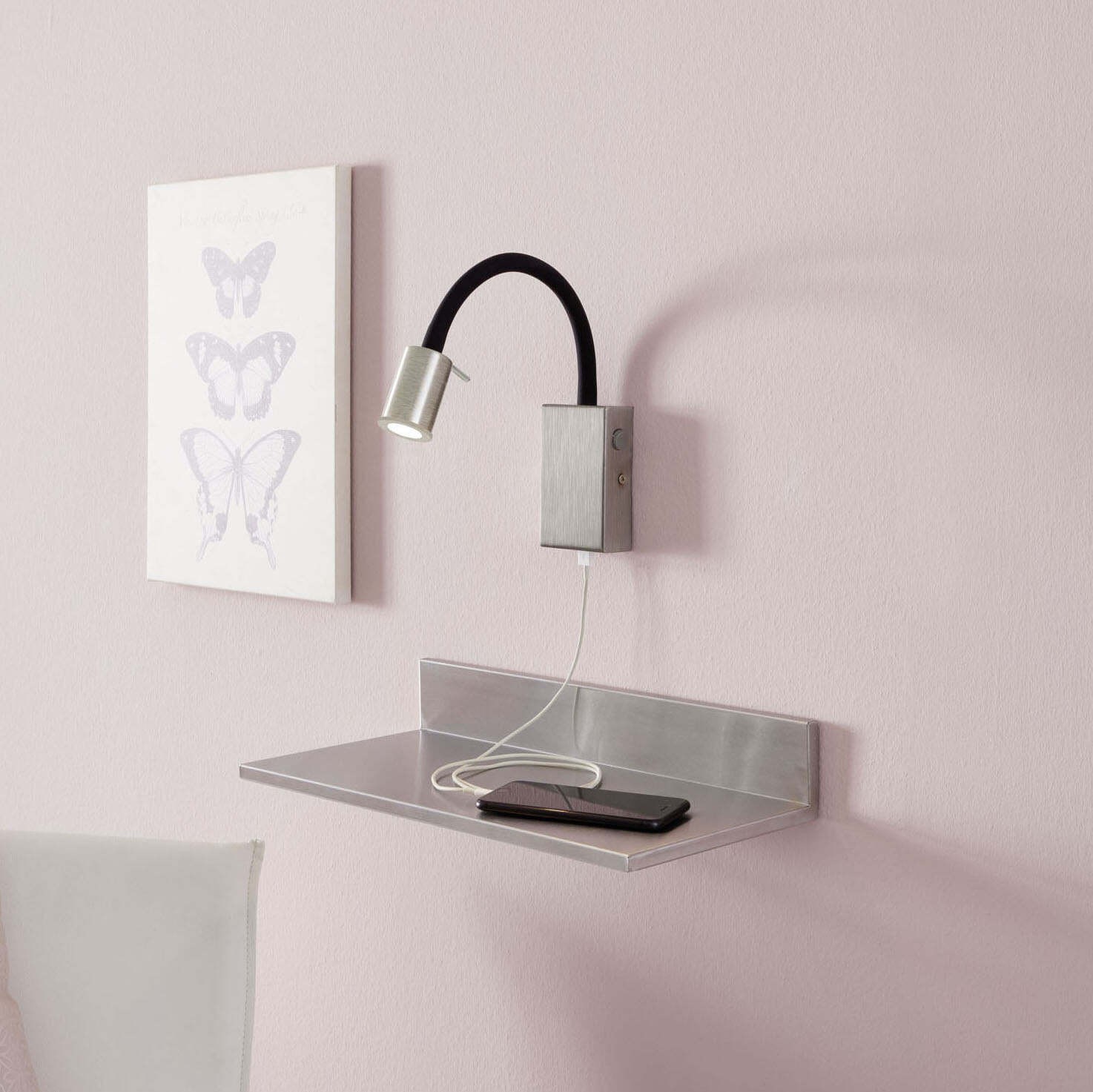 55,95 € Kostenloser Versand | Innenwandleuchte Eglo Tazzoli 3.5W 3000K Warmes Licht. 30×7 cm. Stahl und plastik. Schwarz, nickel und matt nickel Farbe