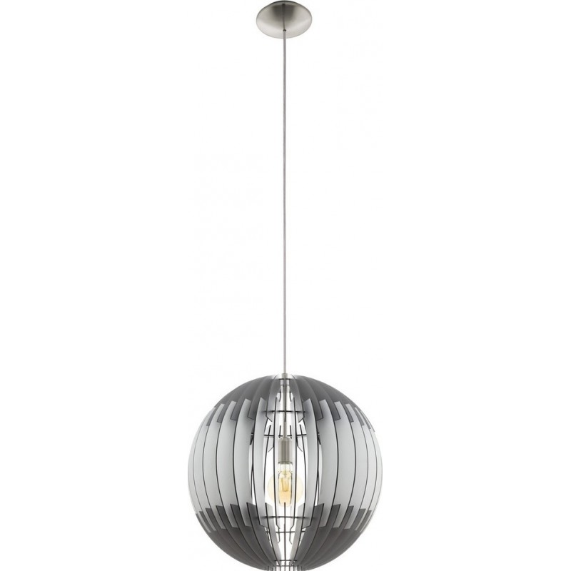 吊灯 Eglo Olmero 60W 球形 形状 Ø 40 cm. 客厅 和 饭厅. 复古的 和 优质的 风格. 钢 和 木头. 白色的, 灰色的, 镍 和 亚光镍 颜色