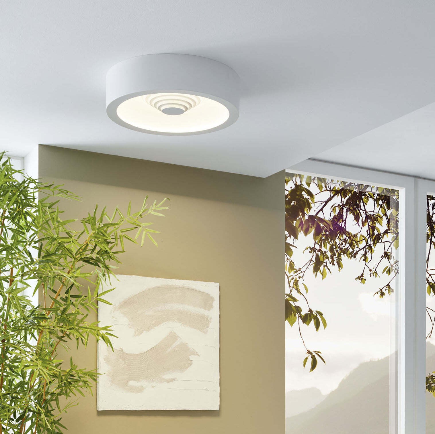 129,95 € Free Shipping | Indoor ceiling light Eglo Leganes 25.5W 3000K Warm light. Ø 45 cm. Steel and plastic. White Color