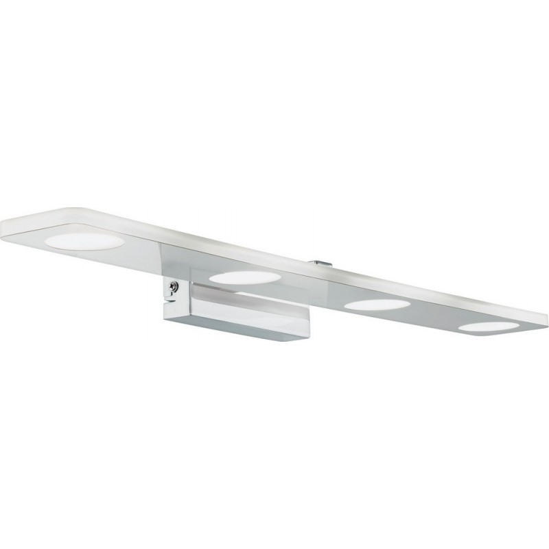 132,95 € Spedizione Gratuita | Lampada da parete per interni Eglo Cabus 18W 3000K Luce calda. 58×5 cm. Acciaio e plastica. Colore cromato, argento e raso