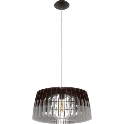 Hanging lamp Eglo Artana 60W Cylindrical Shape Ø 48 cm. Living room and dining room. Retro and vintage Style. Steel and Wood. Gray, black, nickel and matt nickel Color