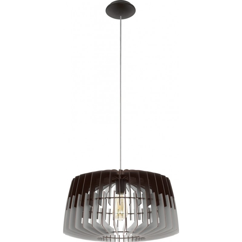 79,95 € Free Shipping | Hanging lamp Eglo Artana 60W Cylindrical Shape Ø 48 cm. Living room and dining room. Retro and vintage Style. Steel and wood. Gray, black, nickel and matt nickel Color