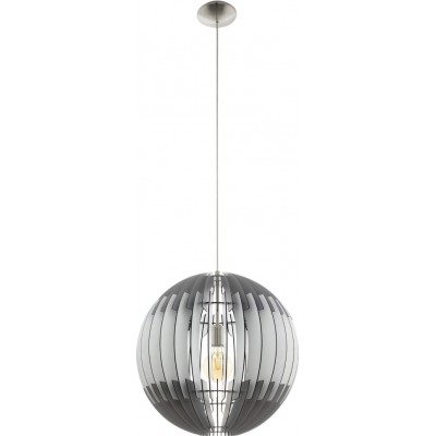 吊灯 Eglo Olmero 60W 球形 形状 Ø 50 cm. 客厅 和 饭厅. 现代的, 复杂的 和 设计 风格. 钢 和 木头. 白色的, 灰色的, 镍 和 亚光镍 颜色