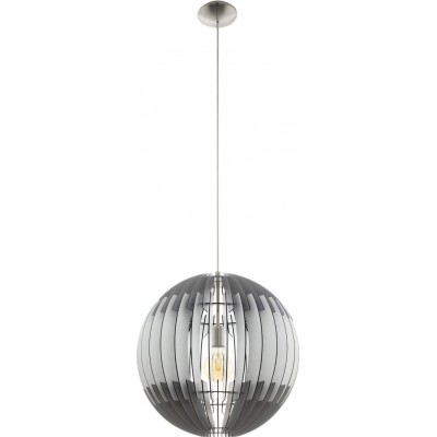 Lampada a sospensione Eglo Olmero 60W Ø 50 cm. Acciaio e legna. Colore bianca, grigio, nichel e nichel opaco