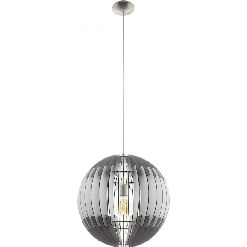 Hanging lamp Eglo Olmero 60W Spherical Shape Ø 50 cm. Living room and dining room. Modern, sophisticated and design Style. Steel and wood. White, gray, nickel and matt nickel Color