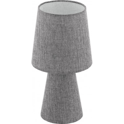 Table lamp Eglo Carpara 11W Cylindrical Shape Ø 17 cm. Bedroom, office and work zone. Retro and vintage Style. Linen and textile. Gray Color