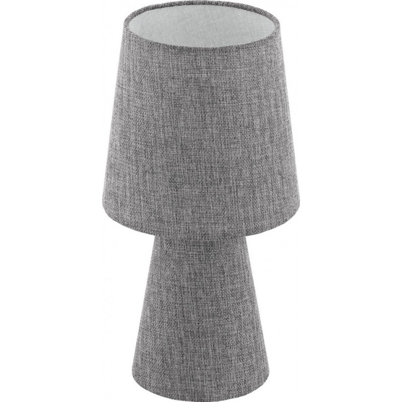 Lámpara de sobremesa Eglo Carpara 11W Forma Cilíndrica Ø 17 cm. Dormitorio, oficina y zona de trabajo. Estilo retro y vintage. Lino y Textil. Color gris
