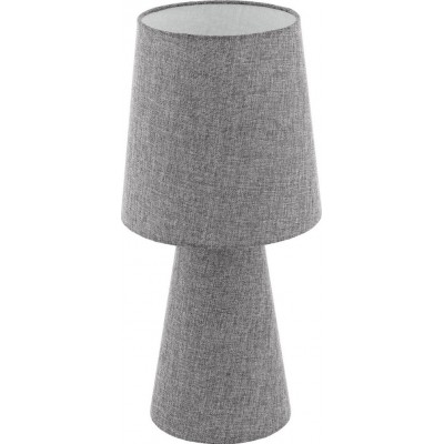 Table lamp Eglo Carpara 24W Cylindrical Shape Ø 22 cm. Bedroom, office and work zone. Retro and vintage Style. Linen and Textile. Gray Color