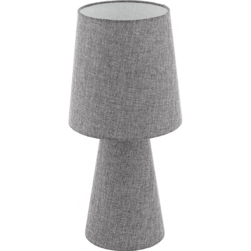 55,95 € Free Shipping | Table lamp Eglo Carpara 24W Cylindrical Shape Ø 22 cm. Bedroom, office and work zone. Retro and vintage Style. Linen and textile. Gray Color