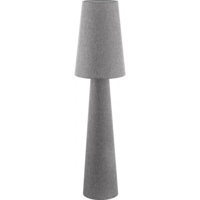 Floor lamp Eglo Carpara 120W Cylindrical Shape Ø 35 cm. Dining room, bedroom and office. Modern, sophisticated and design Style. Linen and textile. Gray Color