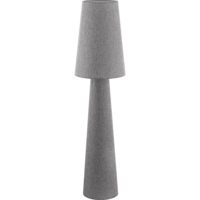 Lámpara de pie Eglo Carpara 120W Forma Cilíndrica Ø 35 cm. Comedor, dormitorio y oficina. Estilo moderno, sofisticado y diseño. Lino y Textil. Color gris
