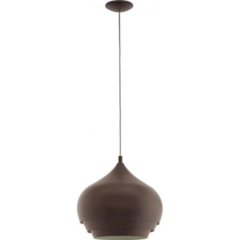 Hanging lamp Eglo Camborne 60W Pyramidal Shape Ø 38 cm. Living room and dining room. Modern, sophisticated and design Style. Steel. Cream, brown and dark brown Color