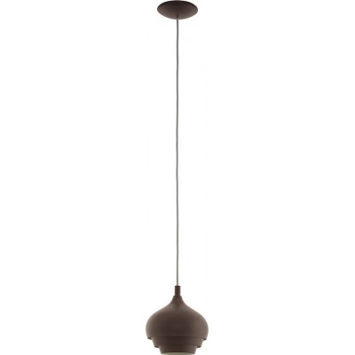 Hanging lamp Eglo Camborne 60W Pyramidal Shape Ø 19 cm. Living room and dining room. Modern, sophisticated and design Style. Steel. Cream, brown and dark brown Color