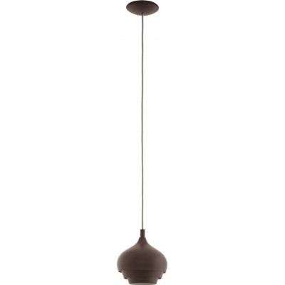 Lampe à suspension Eglo Camborne 60W Façonner Pyramidale Ø 19 cm. Salle et salle à manger. Style moderne, sophistiqué et conception. Acier. Couleur crème, marron et marron foncé