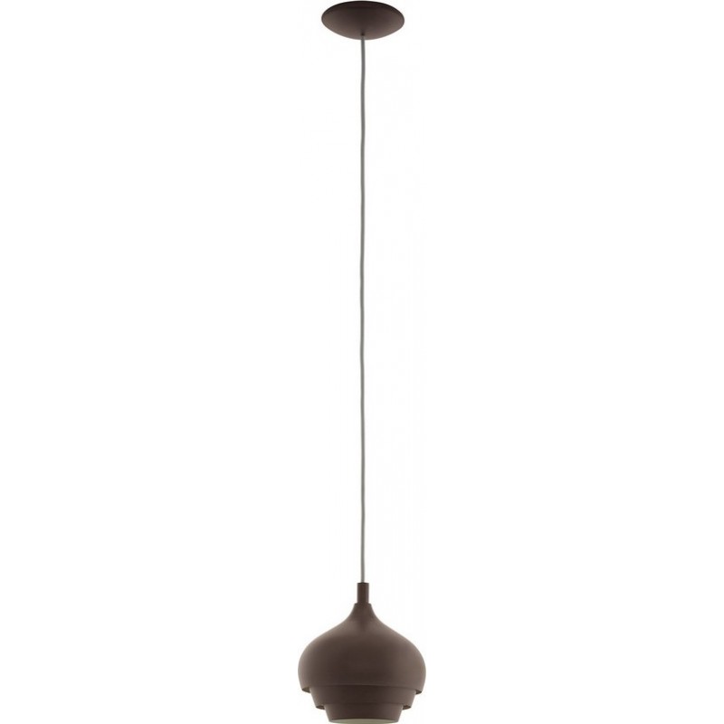 Hanging lamp Eglo Camborne 60W Pyramidal Shape Ø 19 cm. Living room and dining room. Modern, sophisticated and design Style. Steel. Cream, brown and dark brown Color
