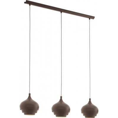 175,95 € Free Shipping | Hanging lamp Eglo Camborne 180W Extended Shape 110×89 cm. Living room and dining room. Modern, sophisticated and design Style. Steel. Cream, brown and dark brown Color