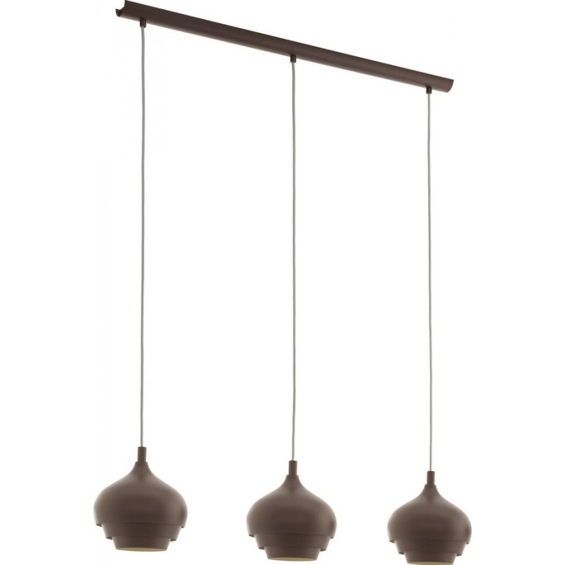149,95 € Free Shipping | Hanging lamp Eglo Camborne 180W Extended Shape 110×89 cm. Living room and dining room. Modern, sophisticated and design Style. Steel. Cream, brown and dark brown Color