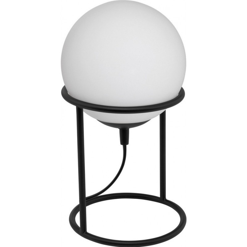 Table lamp Eglo Castellato 1 28W Spherical Shape Ø 15 cm. Bedroom, office and work zone. Modern, sophisticated and design Style. Steel, glass and opal glass. White and black Color