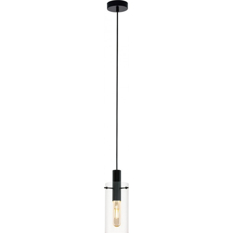 49,95 € Free Shipping | Hanging lamp Eglo Montefino 60W Cylindrical Shape Ø 11 cm. Living room and dining room. Modern, sophisticated and design Style. Steel and Glass. Black Color