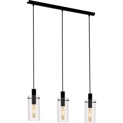 119,95 € Free Shipping | Hanging lamp Eglo Montefino 180W Extended Shape 110×73 cm. Living room and dining room. Modern, sophisticated and design Style. Steel and glass. Black Color