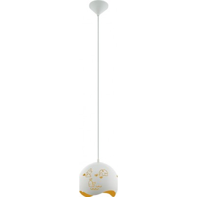 Детская лампа Eglo Laurina 60W Сферический Форма Ø 25 cm. Подвесной светильник Спальная комната и детская зона. Дизайн и прохладный Стиль. Стали и Пластик. Желтый и белый Цвет