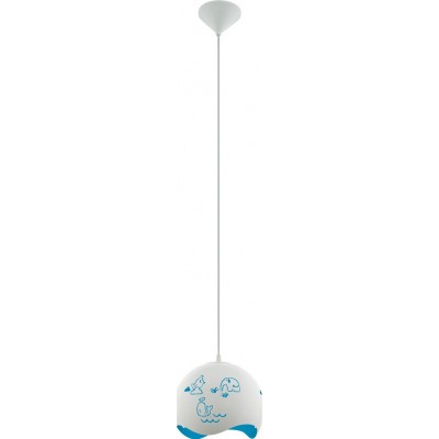 Lampada per bambini Eglo Laurina 60W Forma Sferica Ø 25 cm. Lampada a sospensione Camera da letto e zona bambini. Stile design e freddo. Acciaio e Plastica. Colore blu e bianca