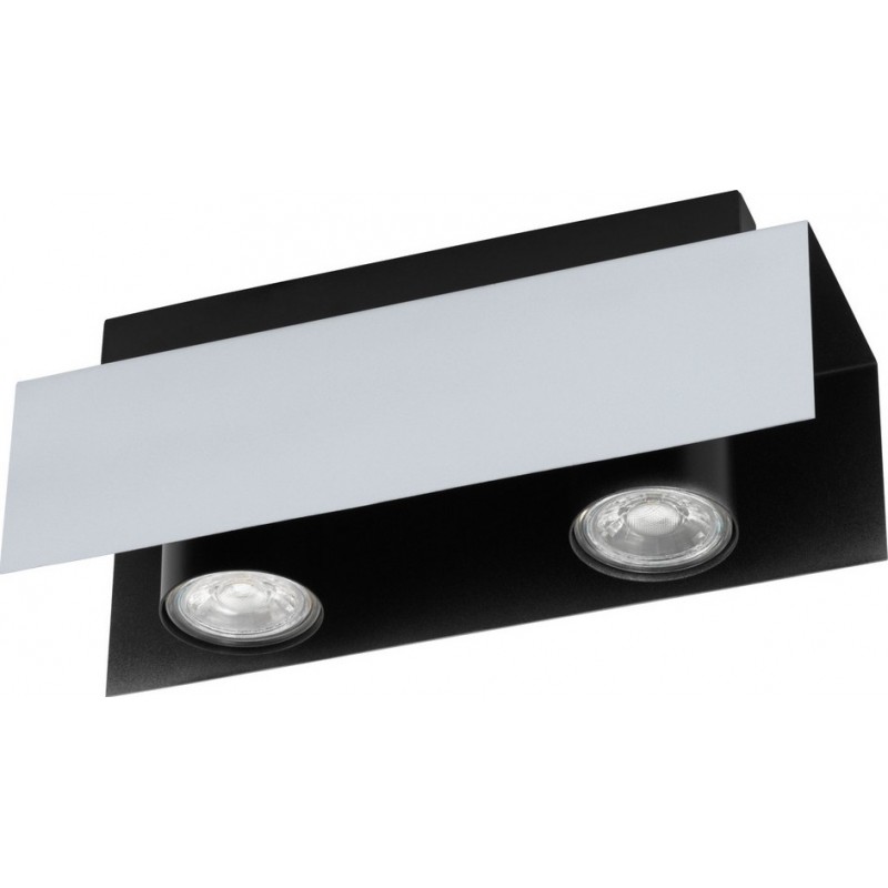 Indoor ceiling light Eglo Viserba 10W Extended Shape 27×12 cm. Living room, kitchen and bedroom. Modern Style. Steel. Aluminum, white, black and silver Color