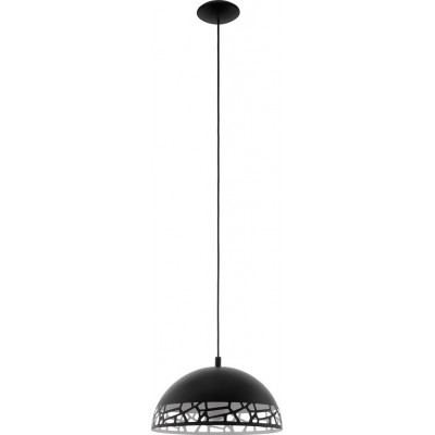 Lampada a sospensione Eglo Savignano 60W Forma Conica Ø 38 cm. Soggiorno e sala da pranzo. Stile moderno, sofisticato e design. Acciaio. Colore bianca e nero