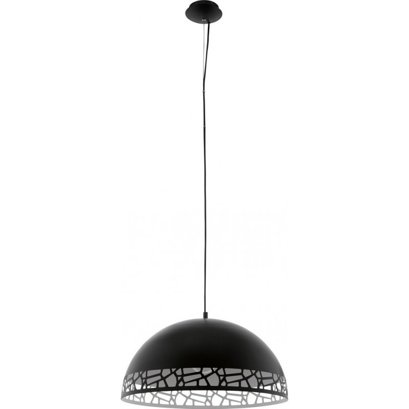 Lámpara colgante Eglo Savignano 60W Forma Cónica Ø 53 cm. Salón y comedor. Estilo moderno, sofisticado y diseño. Acero. Color blanco y negro