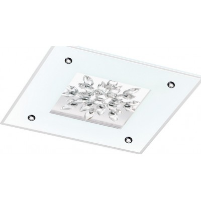 249,95 € Free Shipping | Indoor ceiling light Eglo Benalua 1 36W 3000K Warm light. Square Shape 57×57 cm. Living room, dining room and bedroom. Design Style. Steel, crystal and mirror. White Color