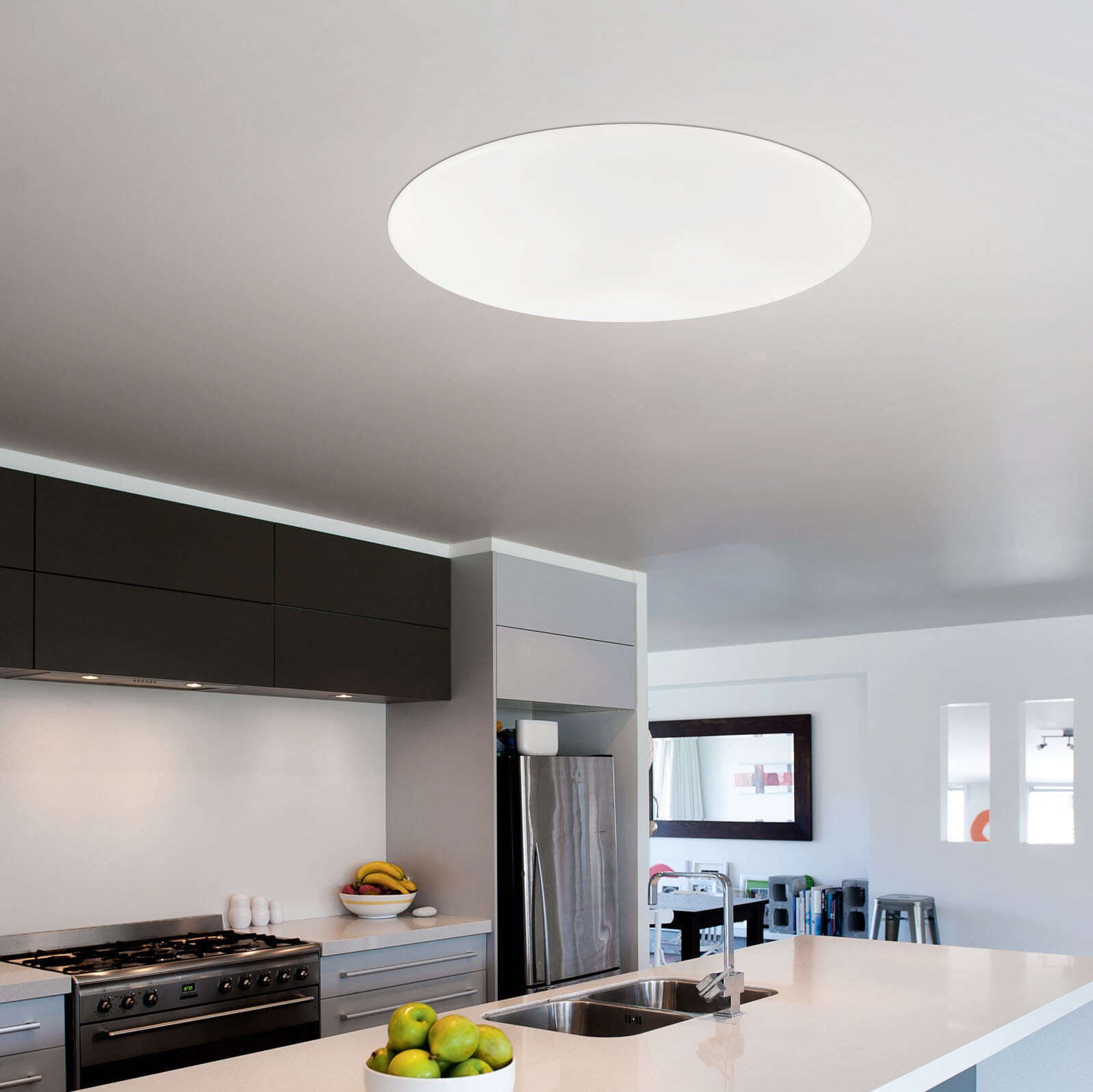 272,95 € Envío gratis | Plafón de interior Eglo Giron 80W 3000K Luz cálida. Ø 100 cm. Acero y plástico. Color blanco