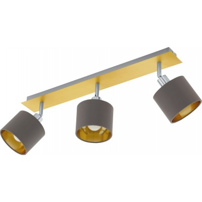 69,95 € Free Shipping | Indoor spotlight Eglo Valbiano 21W Extended Shape 56×7 cm. Living room, dining room and bedroom. Design Style. Steel and textile. Golden, brass, brown, nickel, matt nickel and light brown Color