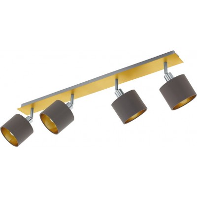 79,95 € Envio grátis | Refletor interno Eglo Valbiano 28W 78×7 cm. Aço e têxtil. Cor dourado, latão, castanho, níquel, níquel mate e castanho claro