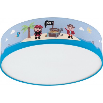 Lâmpada infantil Eglo San Carlo 80W Forma Cilíndrica Ø 38 cm. Luz de teto Quarto e zona infantil. Estilo projeto e frio. Aço e Têxtil. Cor branco