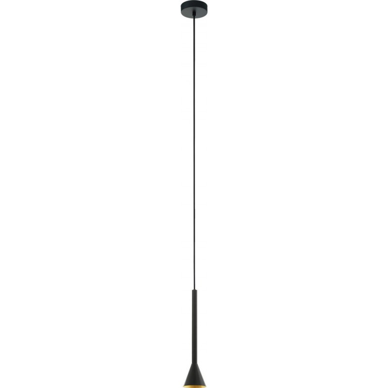 49,95 € Free Shipping | Hanging lamp Eglo Cortaderas 5W Ø 9 cm. Living room and dining room. Modern, sophisticated and design Style. Steel. Golden and black Color