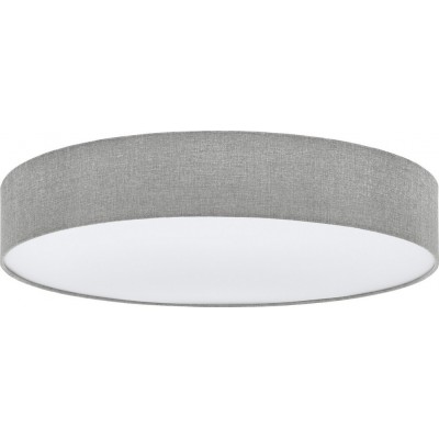 123,95 € Free Shipping | Indoor ceiling light Eglo Pasteri 125W Cylindrical Shape Ø 76 cm. Living room and dining room. Modern Style. Steel, linen and textile. White and gray Color