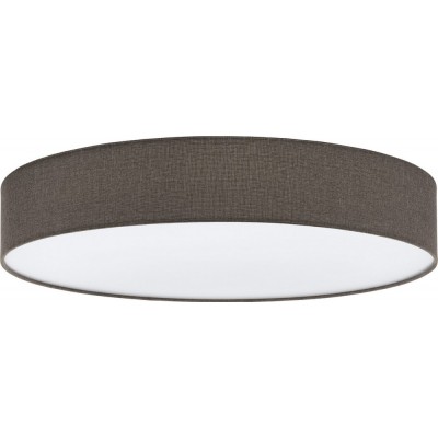 133,95 € Free Shipping | Indoor ceiling light Eglo Pasteri 125W Cylindrical Shape Ø 76 cm. Living room and dining room. Modern Style. Steel, linen and textile. White and brown Color