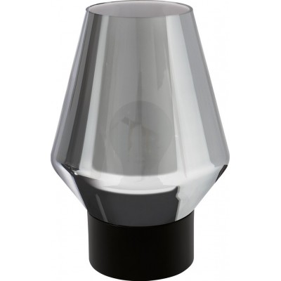 74,95 € Free Shipping | Table lamp Eglo Verelli 60W Conical Shape Ø 16 cm. Bedroom, office and work zone. Modern, sophisticated and design Style. Steel, glass and tinted glass. Black and transparent black Color