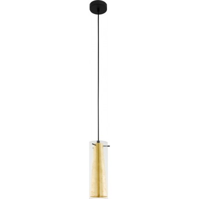 58,95 € Free Shipping | Hanging lamp Eglo Pinto Gold 60W Cylindrical Shape Ø 11 cm. Living room and dining room. Modern, sophisticated and design Style. Steel and glass. Golden and black Color