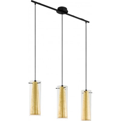 吊灯 Eglo Pinto Gold 180W 拉长的 形状 110×73 cm. 客厅 和 饭厅. 现代的, 复杂的 和 设计 风格. 钢 和 玻璃. 金的 和 黑色的 颜色