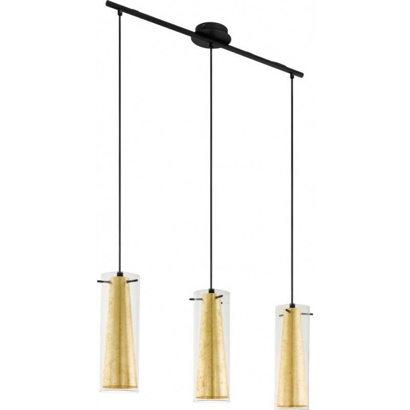 205,95 € 免费送货 | 吊灯 Eglo Pinto Gold 180W 拉长的 形状 110×73 cm. 客厅 和 饭厅. 现代的, 复杂的 和 设计 风格. 钢 和 玻璃. 金的 和 黑色的 颜色