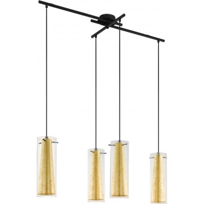 241,95 € Free Shipping | Hanging lamp Eglo Pinto Gold 240W Extended Shape 110×91 cm. Living room and dining room. Modern, sophisticated and design Style. Steel and glass. Golden and black Color