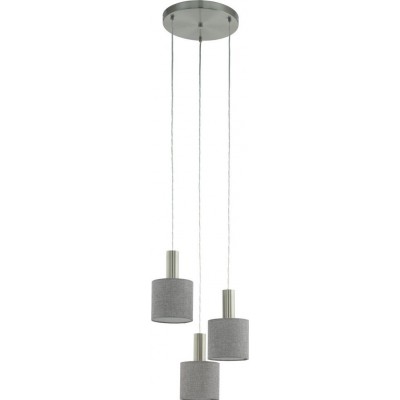 吊灯 Eglo Concessa 2 180W 圆柱型 形状 Ø 42 cm. 客厅 和 饭厅. 现代的, 复杂的 和 设计 风格. 钢, 亚麻布 和 纺织品. 灰色的, 镍 和 亚光镍 颜色