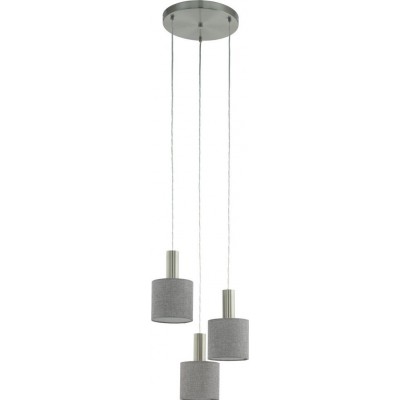 Lampe à suspension Eglo Concessa 2 180W Façonner Cylindrique Ø 42 cm. Salle et salle à manger. Style moderne, sophistiqué et conception. Acier, Lin et Textile. Couleur gris, nickel et nickel mat