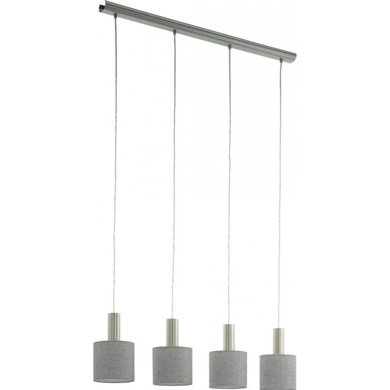 Hanging lamp Eglo Concessa 2 240W Extended Shape 150×94 cm. Living room and dining room. Modern, sophisticated and design Style. Steel, linen and textile. Gray, nickel and matt nickel Color