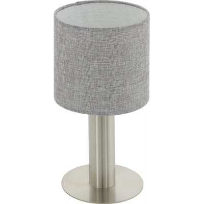 Table lamp Eglo Concessa 2 60W Cylindrical Shape Ø 16 cm. Bedroom, office and work zone. Modern, sophisticated and design Style. Steel, linen and textile. Gray, nickel and matt nickel Color
